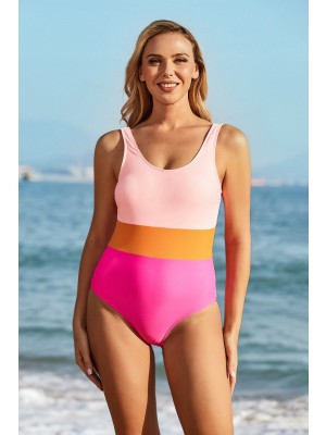 Neon Scoop Neck One Piece Swimsuit