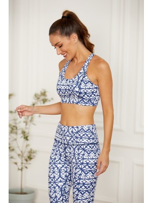 White Sporty Printed Active Yoga Set