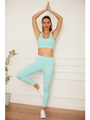 Solid Sage Basic High Waist Yoga Set