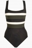 Square Neck Colorblock One Piece Swimsuit