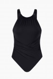 Black High Neck Adjustable Straps One Piece Swimsuit