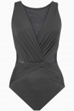 Black Mesh High Neck One Piece Swimsuit