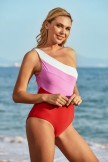 Colorful One Shoulder Onepiece Swimsuit