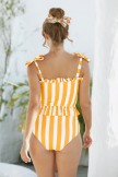 Ruffle Yellow & White Striped Tankini Set