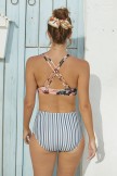 Floral Strap Bikini Top With Stripe Bottom