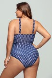 High Neck Blue And White Dot OnePiece Swimsuit