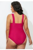 Red Cross Neck Ruched OnePiece Swimsuit
