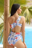 Floral Print One Shoulder Onepiece Swimsuit