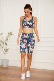 Floral Print Sporty Yoga Top With Biker Shorts
