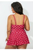 Red Minnie Mouse Dot Lattice Front Peplum OnePiece Swimsuit