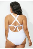 White LaceUp Crossback OnePiece Swimsuit