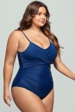 Solid Navy Twist Front Strappy OnePiece Swimsuit