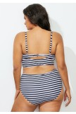Striped Sweetheart Neckline Twist Bikini Set