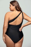 Solid Black One Shoulder OnePiece Swimsuit