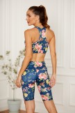 Floral Print Sporty Yoga Top With Biker Shorts