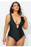 Black Plunge VNeck OnePiece Swimsuit