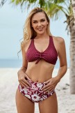 Cute Polka Dot And Floral Bikini Set