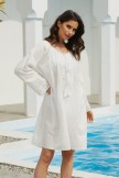 Solid  Lace Splicing Elbow Sleeve Tunic Cover Up