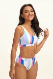 Rainbow Strip  Bikini Set