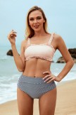 Bandeau Ruffle Bikini With High Waisted Bottom